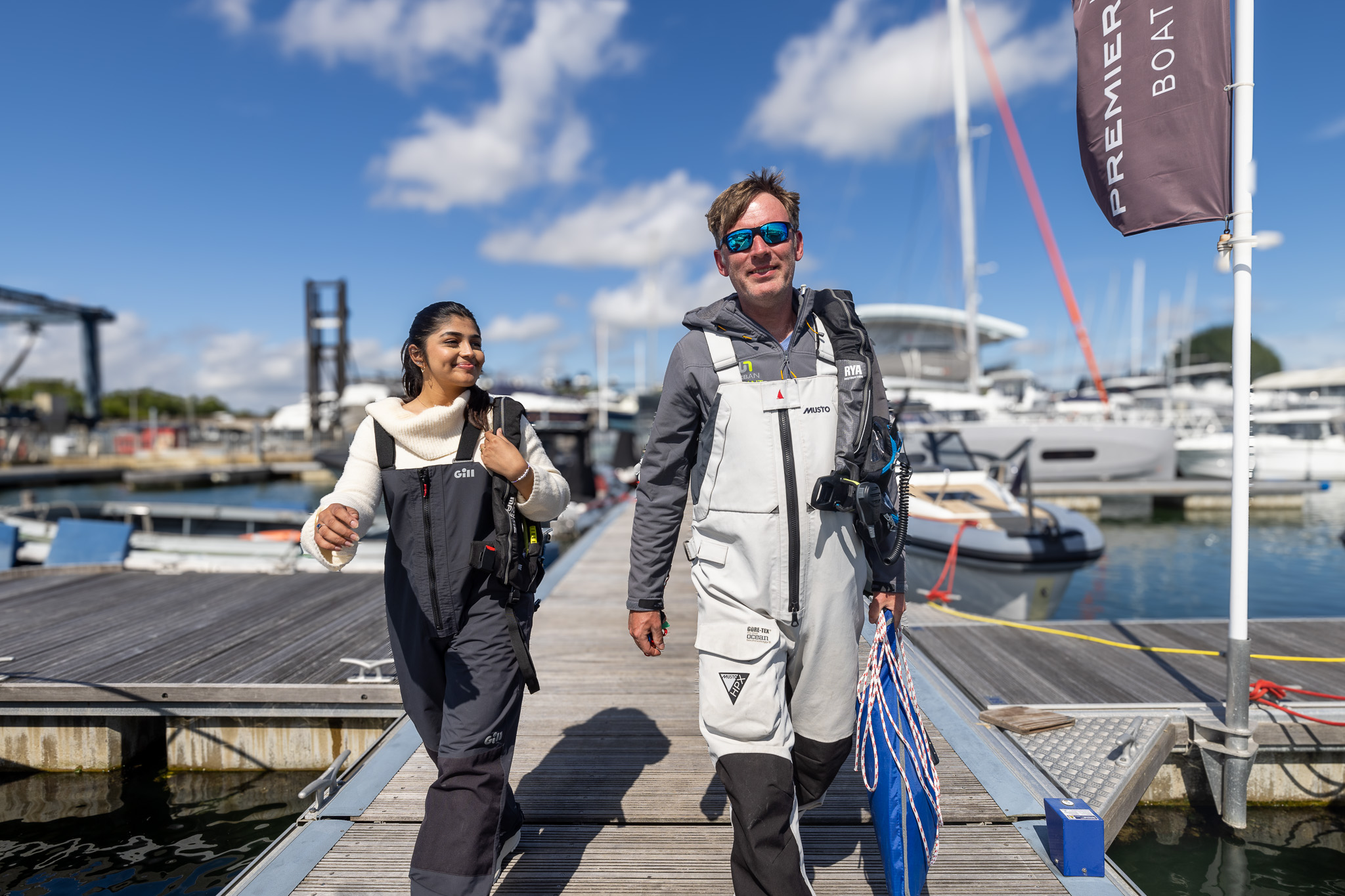 Crew walking at marina