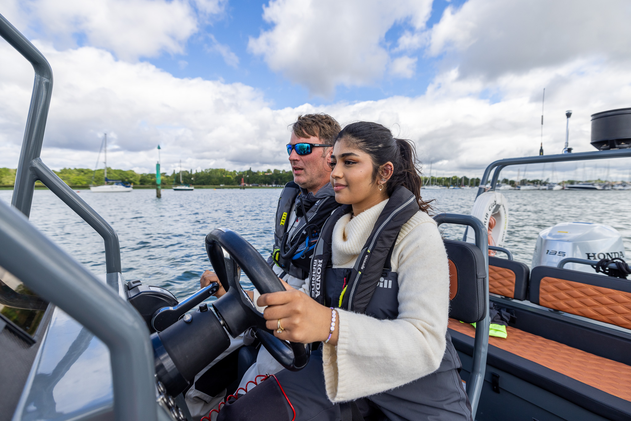 Instructor and student at harbour